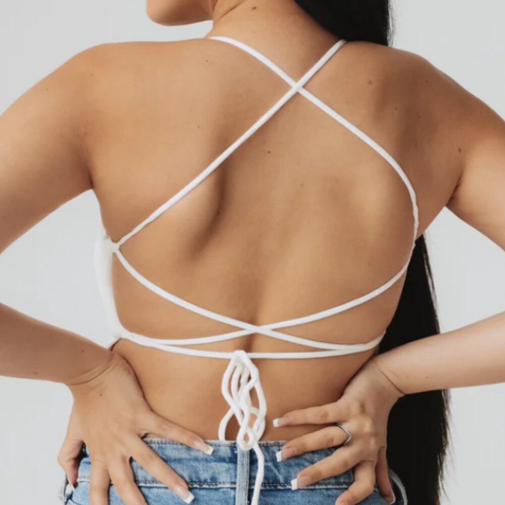 Klassy Network Strappy Back Brami - White (Size L)